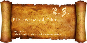 Miklovicz Zádor névjegykártya